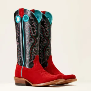 ARIAT WOMENS FUTURITY BOON WESTERN BOOTS | FIERY RED ROUGHOUT / INKWELL # 10046890