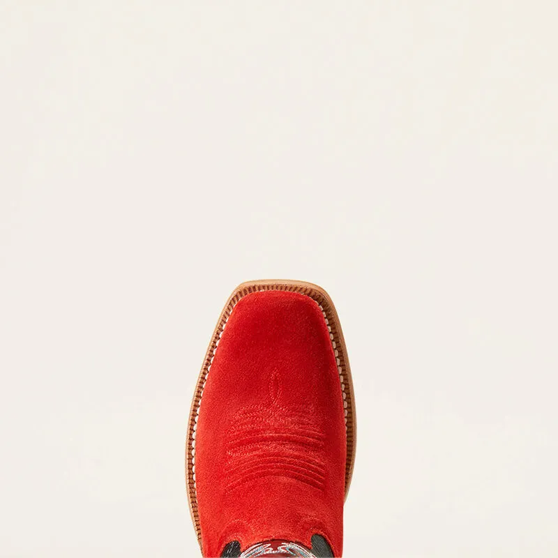ARIAT WOMENS FUTURITY BOON WESTERN BOOTS | FIERY RED ROUGHOUT / INKWELL # 10046890