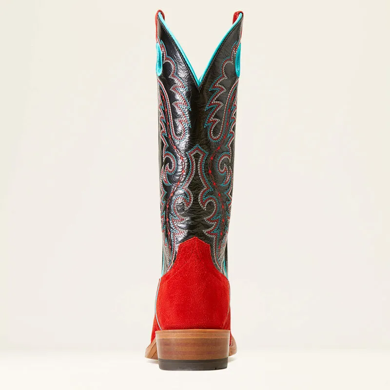 ARIAT WOMENS FUTURITY BOON WESTERN BOOTS | FIERY RED ROUGHOUT / INKWELL # 10046890