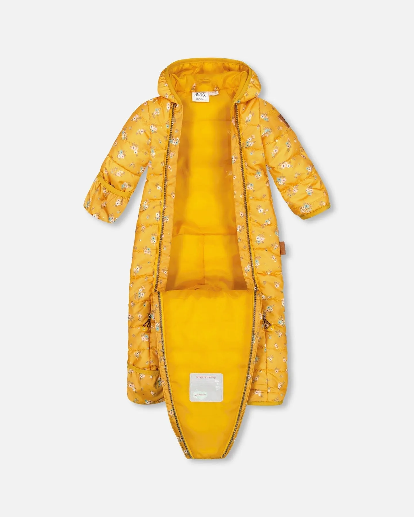 Baby Mid-season Quilted One Piece Jaune Little Flowers Print