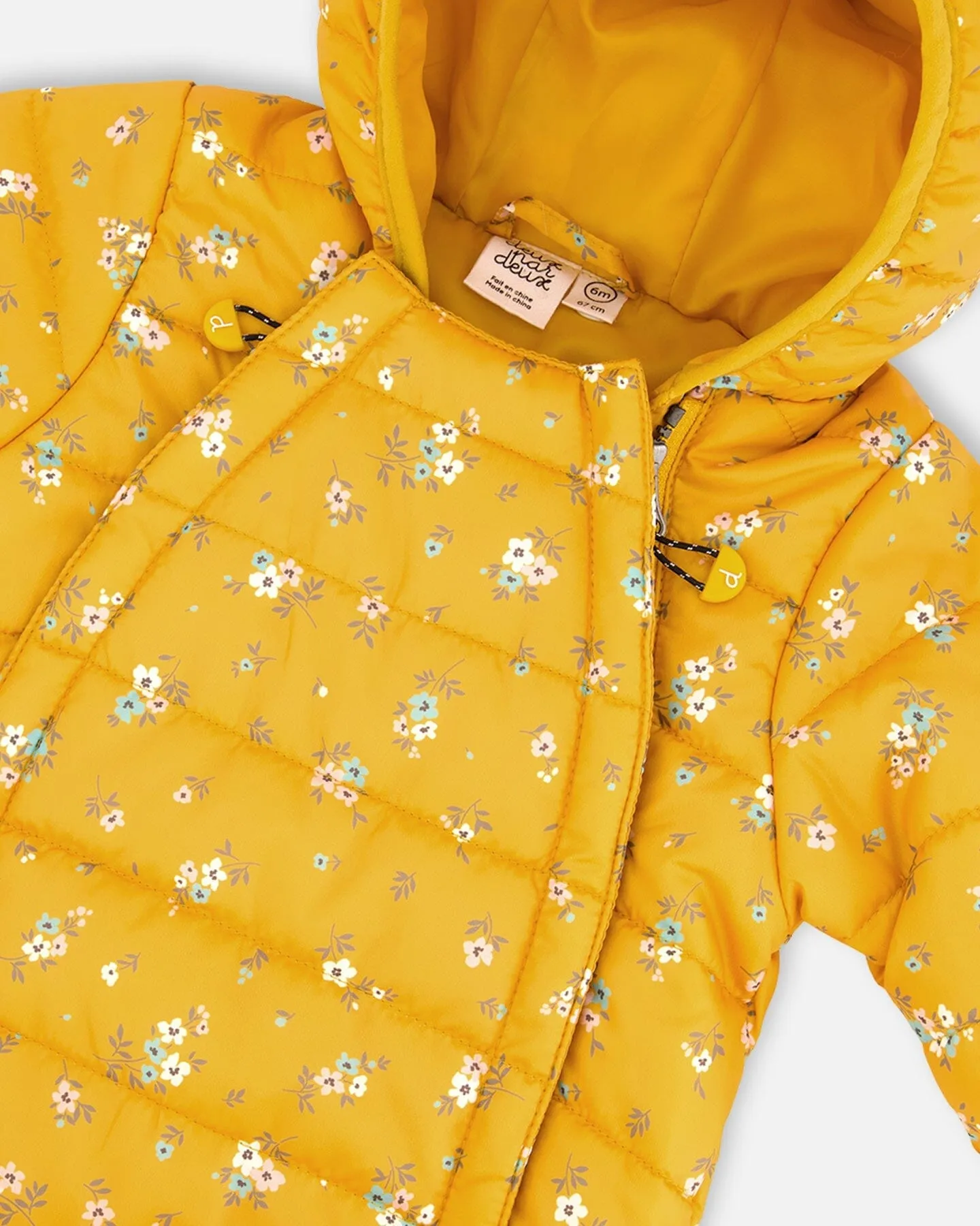 Baby Mid-season Quilted One Piece Jaune Little Flowers Print