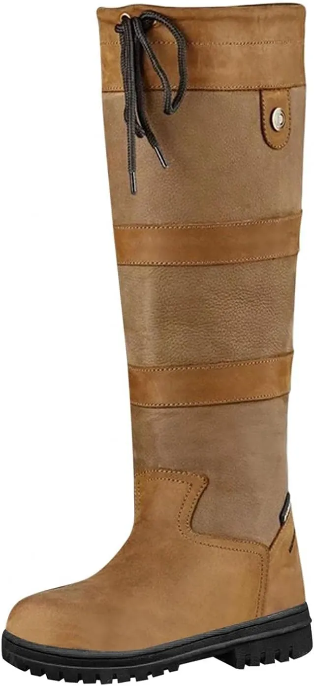 Bcshiye Women's Knee High Boots,Winter Suede Chunky Heel Fashion Cowboy Mid Calf Boots Platform Boots for Women