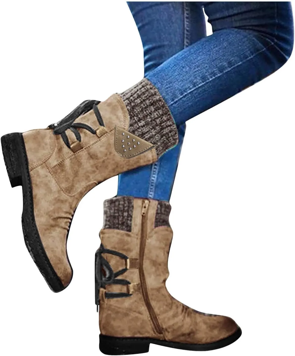 Boots for Women Knee High Womens Snow Boots Winter Warm Boots Casual Fall Fur Lined Anti-Slip Mid Calf Boots Outdoor