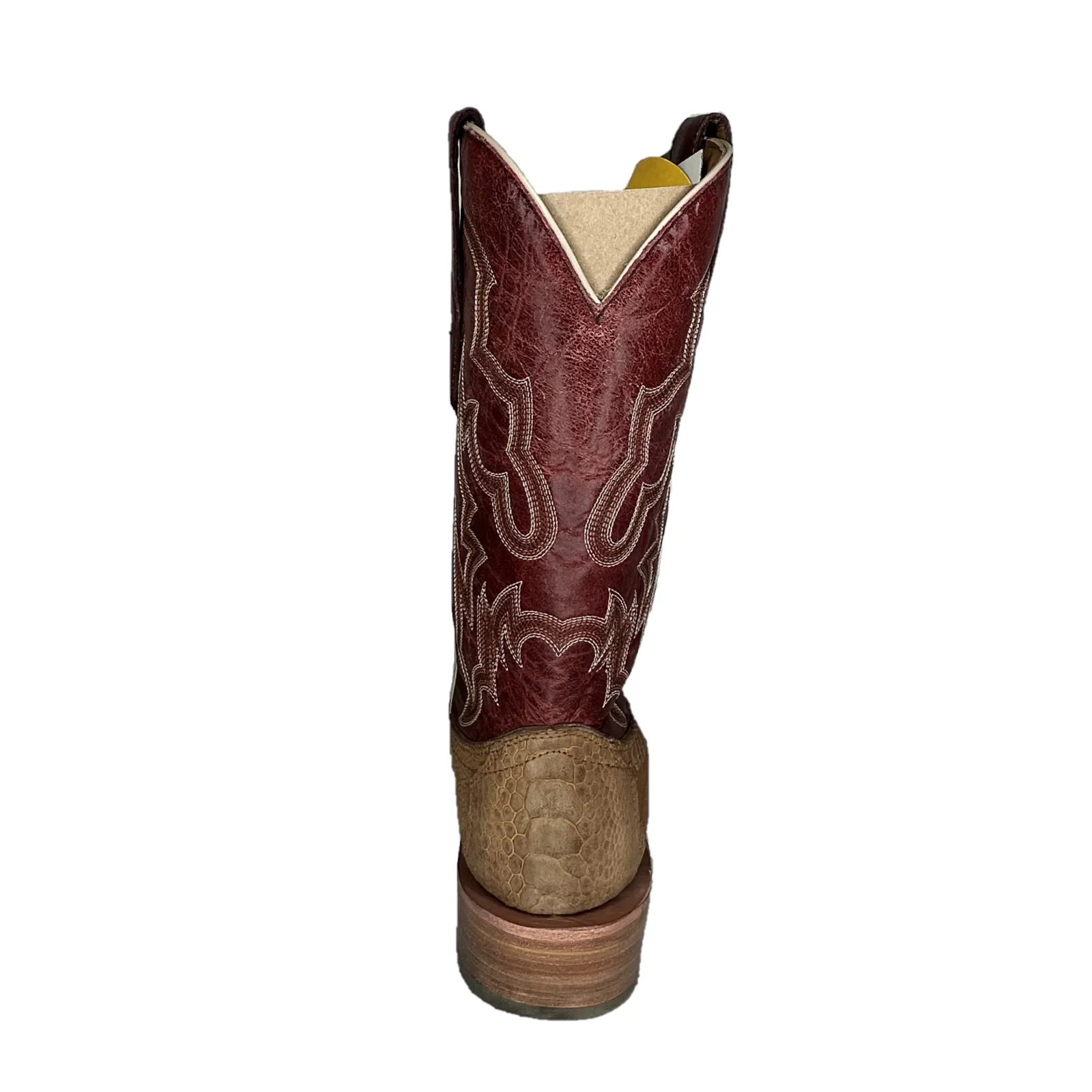 Corral Men's Ostrich Leg Tan & Red Narrow Square Toe Boots A4293
