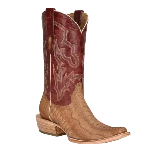 Corral Men's Ostrich Leg Tan & Red Narrow Square Toe Boots A4293