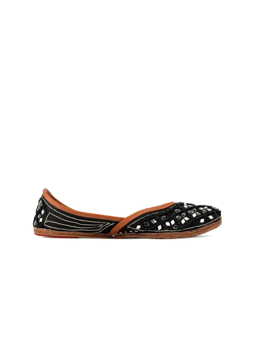 DESI COLOUR Women Black Embellished Ethnic Mojaris Flats