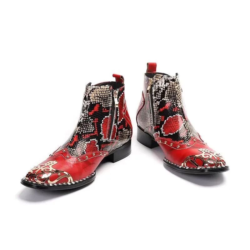 Exotic Serpent Skin Leather Dress Boots