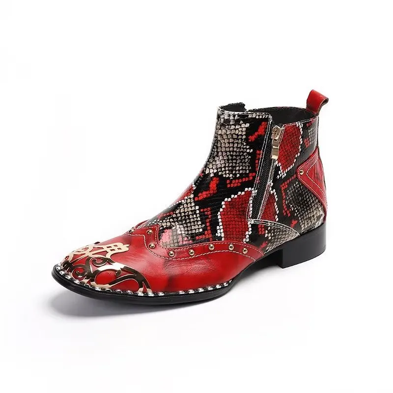 Exotic Serpent Skin Leather Dress Boots