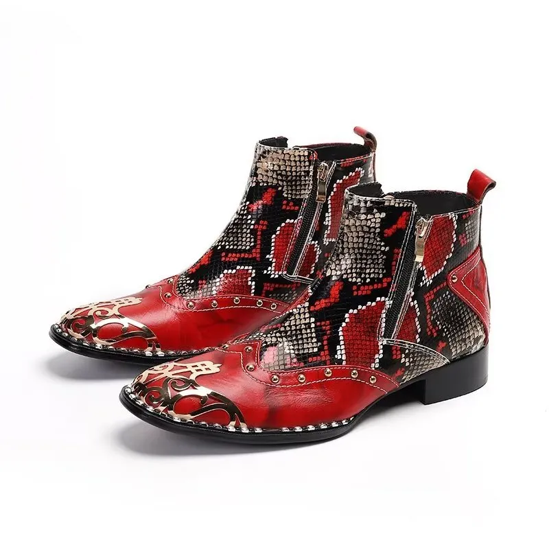 Exotic Serpent Skin Leather Dress Boots