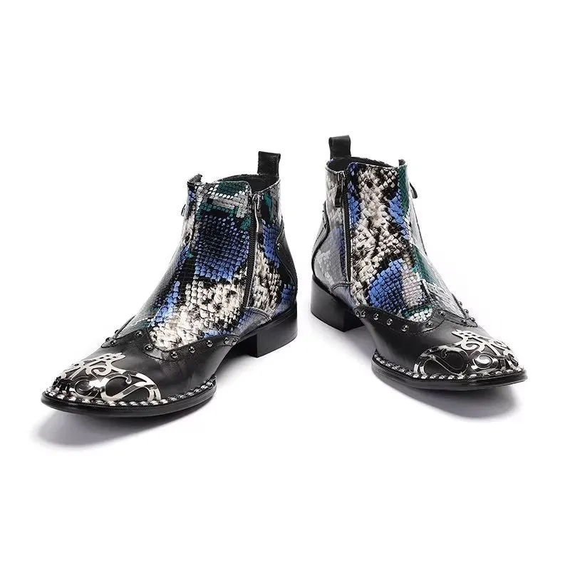 Exotic Serpent Skin Leather Dress Boots