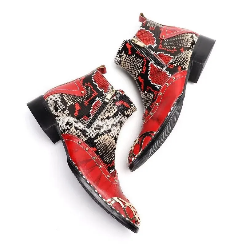 Exotic Serpent Skin Leather Dress Boots