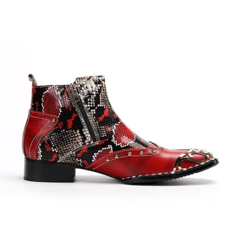 Exotic Serpent Skin Leather Dress Boots