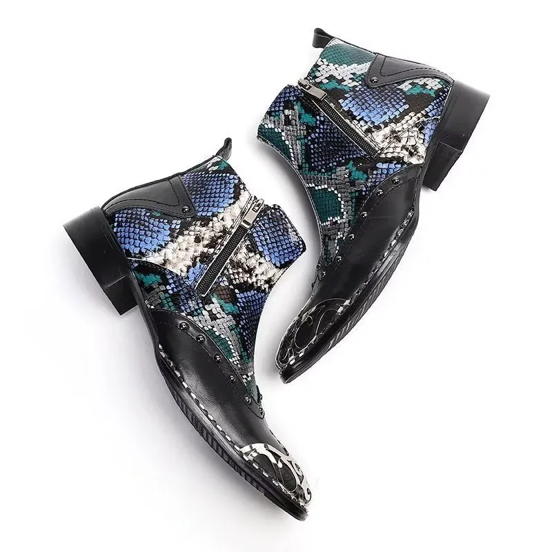 Exotic Serpent Skin Leather Dress Boots