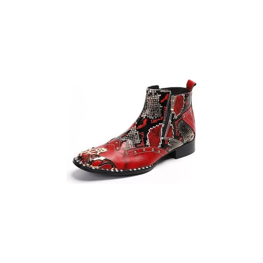 Exotic Serpent Skin Leather Dress Boots