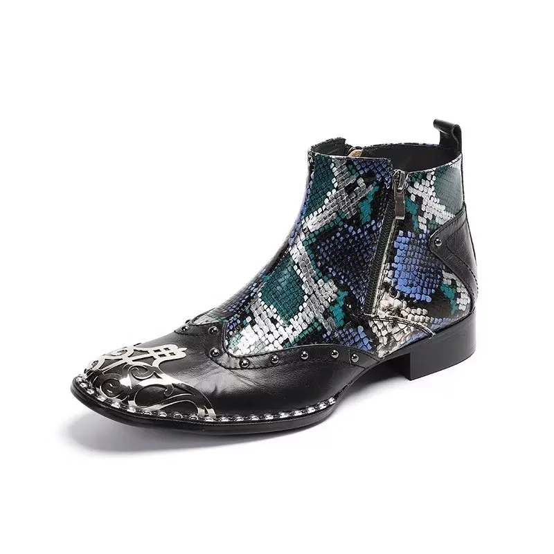 Exotic Serpent Skin Leather Dress Boots