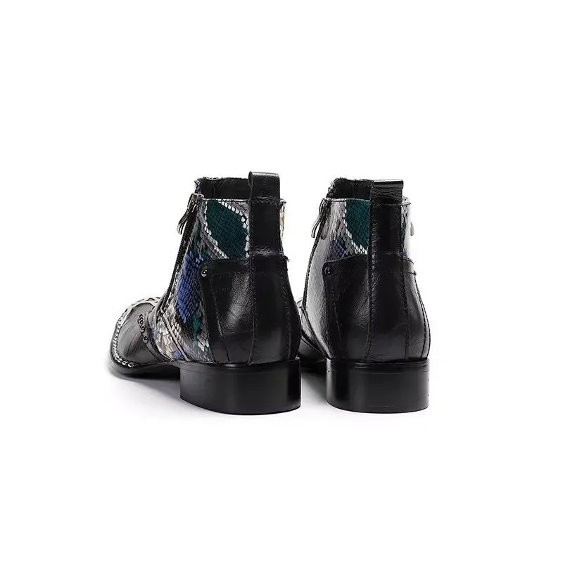 Exotic Serpent Skin Leather Dress Boots