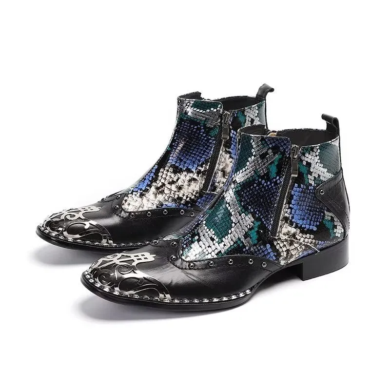 Exotic Serpent Skin Leather Dress Boots