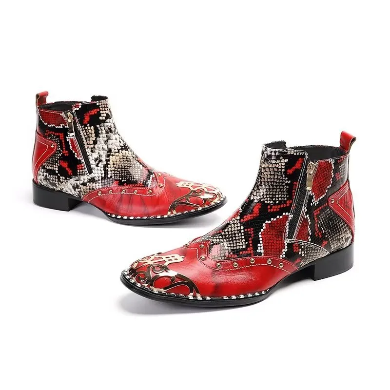 Exotic Serpent Skin Leather Dress Boots