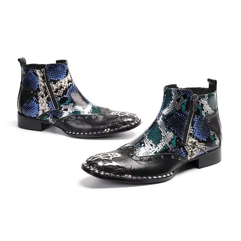 Exotic Serpent Skin Leather Dress Boots