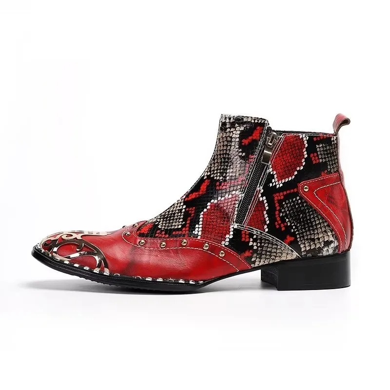 Exotic Serpent Skin Leather Dress Boots