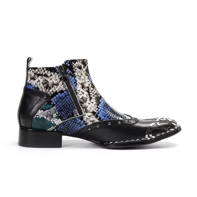 Exotic Serpent Skin Leather Dress Boots