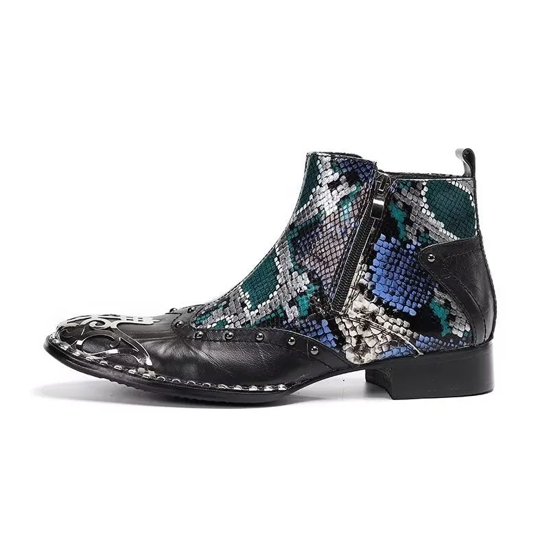Exotic Serpent Skin Leather Dress Boots