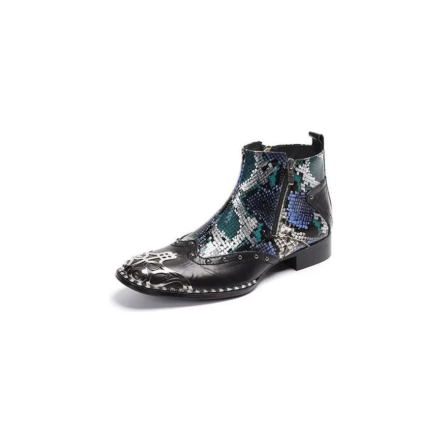 Exotic Serpent Skin Leather Dress Boots