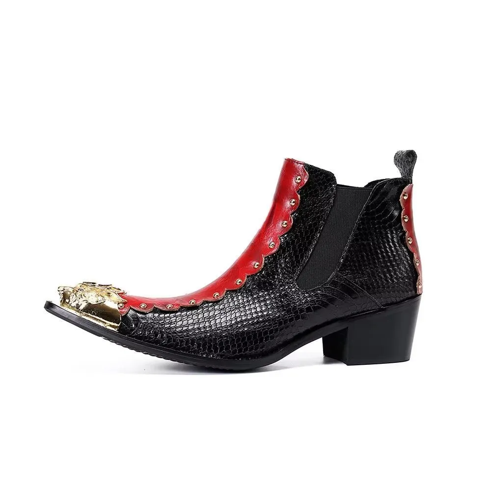 LavishCroc Leather Chic Ankle Boots