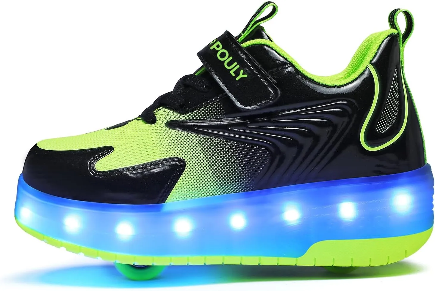 LED Light Up Roller Shoes 2 Wheeled Skate USB Chargable Sneaker Shoes for Kids Size 3 Little Kid