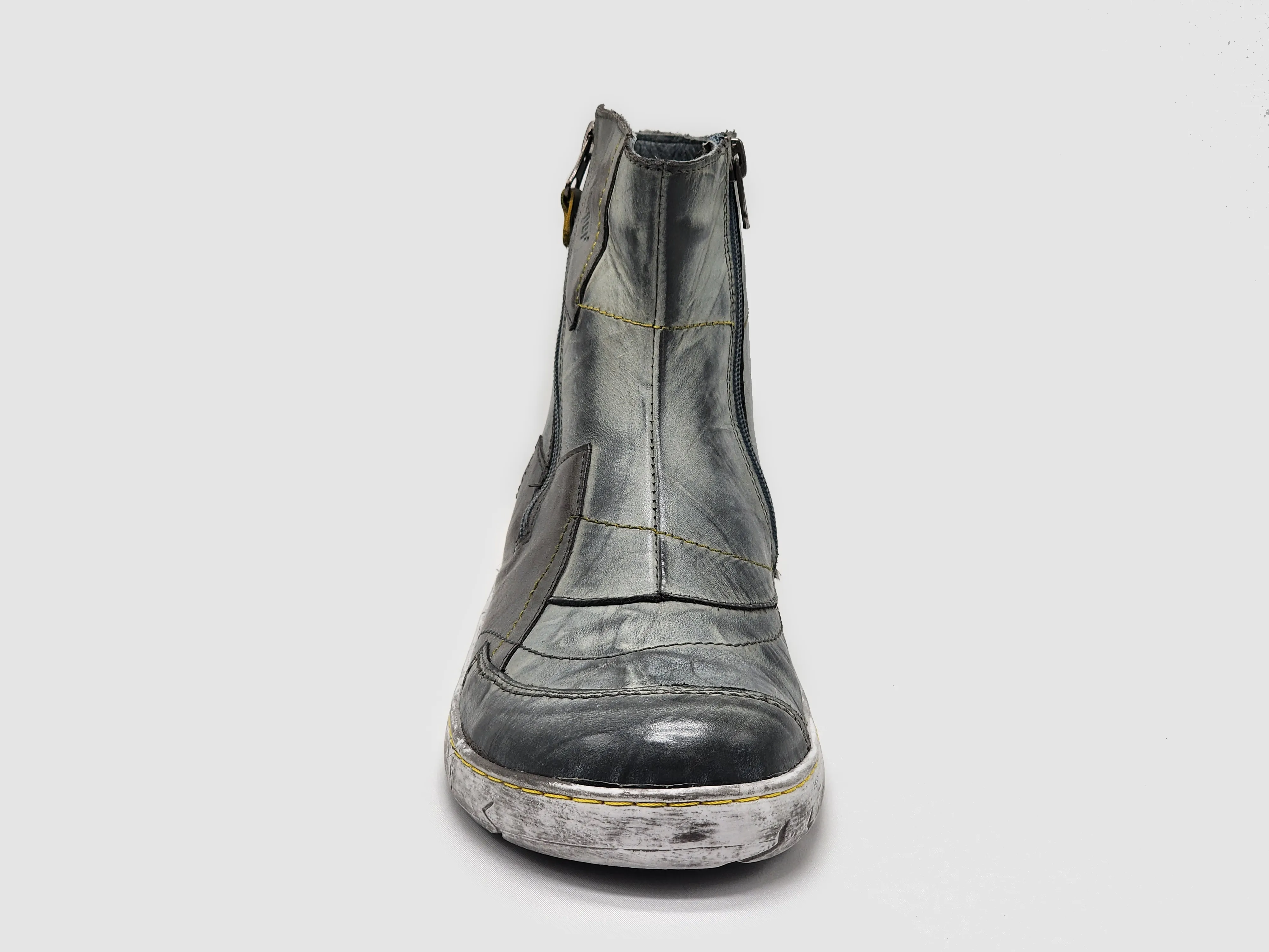 Women's Original Wool-Lined Zip-Up Leather Boots - Grey/Yellow